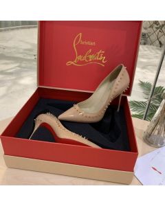 Christian Louboutin Anjalina Spike Pump Studded Nude Patent Leather