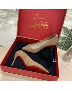 Christian Louboutin Anjalina Spike Pumps Suede Nude