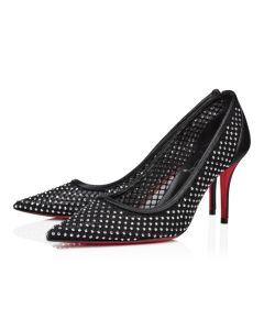 Christian Louboutin Apostropha Mesh Strass 80 Mm Pumps Strass Mesh And Nappa Leather Black