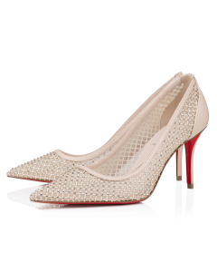 Christian Louboutin Apostropha Mesh Strass Pumps 80 mm Beige