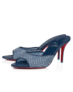 Christian Louboutin Apostropha Mule Mesh Strass 80mm Blue