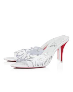 Christian Louboutin Apostropha Mule Petunia 80 Mm Mules Pvc And Patent Leather White