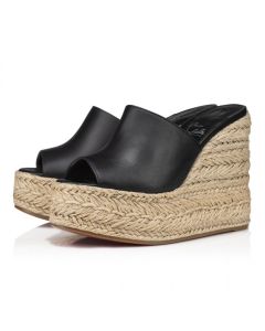 Christian Louboutin Ariella Zeppa 130 Mm Espadrilles Calf Leather Black