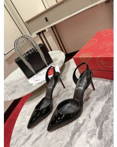 Christian Louboutin Astrid 85mm Slingback Pumps Patent Leather Black