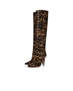 Christian Louboutin Astrilarge Botta 100 Mm Boots Pony Kitty Leopard Print