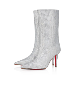 Christian Louboutin Astrilarge Strass Booty 85mm All-Over Sparkling Strass Silver