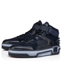 Christian Louboutin Astroloubi Mid High-Top Sneakers Calf Leather Suede And Rubber Navy