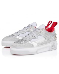 Christian Louboutin Astroloubi Strass Sneakers Calf Leather And Strass Silver