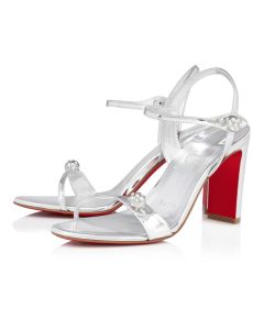 Christian Louboutin Atmospheria 85 Mm Sandals Specchio Leather Silver