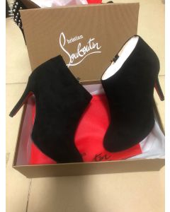 Christian Louboutin Belle Ankle Boots 100mm Suede Leather Black