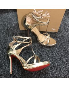 Christian Louboutin Benedetta Sandals 120mm Metallic Calfskin Light Gold