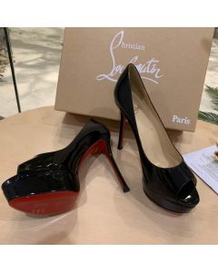 Christian Louboutin Black Patent Fetish Peep 130mm Pumps