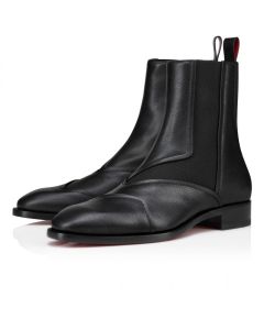 Christian Louboutin Boabi Chelsea Boots Calf Leather Petit Grain Black