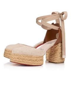 Christian Louboutin Brigissima 70 Mm Espadrilles Braided Calf Leather Leche