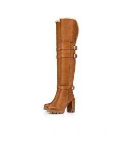 Christian Louboutin Brodeback Lug Botta Alta 100 Mm Thighboots Terra