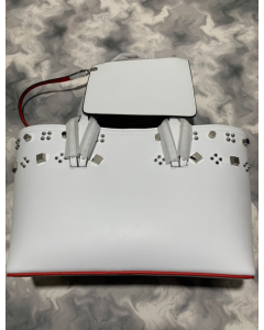 Christian Louboutin Cabata Empire Spike Studded Top-handle Bag In White