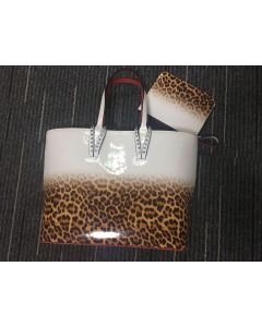 Christian Louboutin Cabata  East-West Leopard White Tote Bag