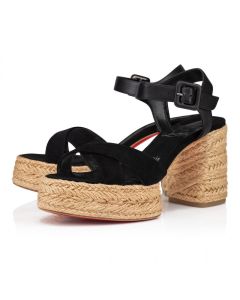 Christian Louboutin Calakala 85 Mm Espadrilles Suede And Calf Leather Black