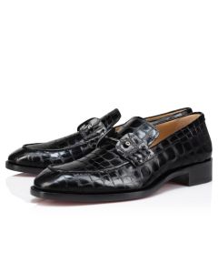 Christian Louboutin Chambelimoc Loafers Alligator Embossed Calf Leather Black