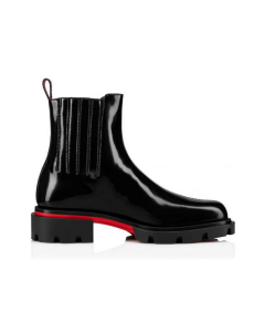 Christian Louboutin Cheney Walk Ankle Boots Patent Leather Black