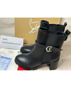 Christian Louboutin Cl Chelsea Lug 75MM Low Boots Calf Leather Black