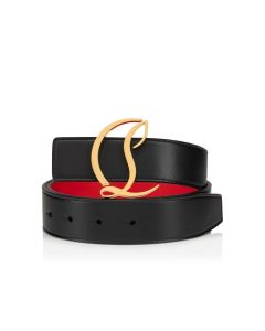 Christian Louboutin Cl Logo Belt 35mm Smooth Calf Leather Black