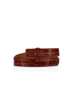 Christian Louboutin Cl Logo Belt Women Alligator Embossed Calf Leather Acajou