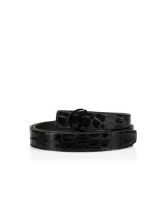 Christian Louboutin Cl Logo Belt Women Alligator Embossed Calf Leather Black