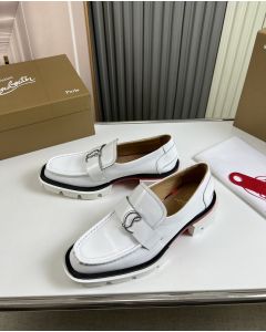 Christian Louboutin Cl Moc Lug Loafers Calf Leather White