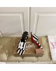 Christian Louboutin CL Mules 50mm Malha Printed Fabric Black