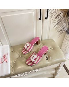 Christian Louboutin CL Mules 50mm Malha Printed Fabric Pink