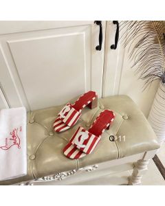 Christian Louboutin CL Mules 50mm Malha Printed Fabric Red