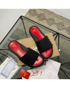 Christian Louboutin CL Slippers Men Spikes Slide Sandals Black