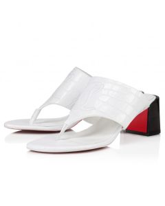 Christian Louboutin Cl Tongamule 55 Mm Mules Alligator Embossed Calf White