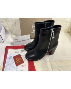 Christian Louboutin Cl Zip Booty 70 Mm Low Boots Calf Leather Black