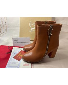 Christian Louboutin Cl Zip Booty 70 Mm Low Boots Calf Leather Cuoio