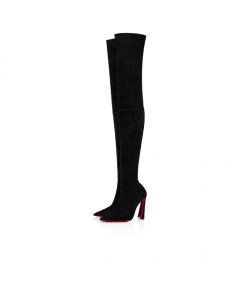 Christian Louboutin Condora Botta Alta 100 Mm Thighboots Stretched Veau Velours Black