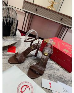 Christian Louboutin Condorapik Queen Sandals 100mm Nappa Leather Coffee