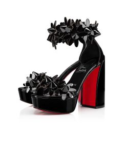 Christian Louboutin Daisy Spikes Alta Pumps 130mm Patent Calf Leather Black