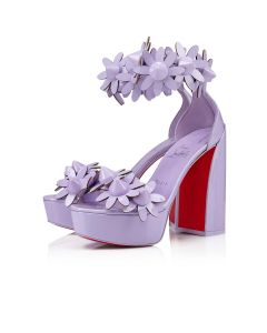 Christian Louboutin Daisy Spikes Alta Pumps 130mm Patent Calf Leather Lilac Smoke