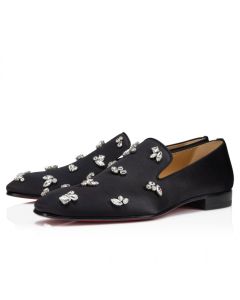 Christian Louboutin Dandelion Queenie Loafers Crepe Satin Strass Queeny Black