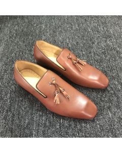 Christian Louboutin Dandelion Tassel Leather Loafers Brown