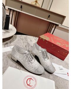 Christian Louboutin Degraginzbar Derby Shoes 30mm Crystal Mesh Silver