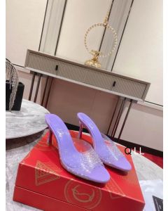 Christian Louboutin Degramule Embellished Mules 80mm PVC and Leather Purple