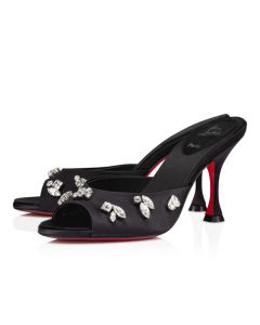 Christian Louboutin Degraqueen 85 Mm Mules Sandals Crepe Satin Black