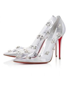 Christian Louboutin Degraqueen Pump 100 Mm Pumps Pvc Nappa Silver