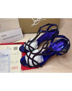 Christian Louboutin Double L Sandal 100 mm Elektra/lin Elektra Suede Calfskin