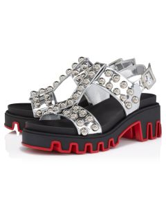 Christian Louboutin Duniclou Sandals Specchio Leather Silver