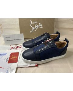 Christian Louboutin F.A.V Fique A Vontade Sneaker Calfskin with Denim Marine