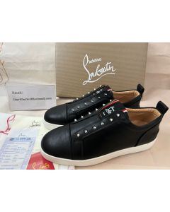 Christian Louboutin F.A.V Fique A Vontade Sneakers Grained Calfskin Black